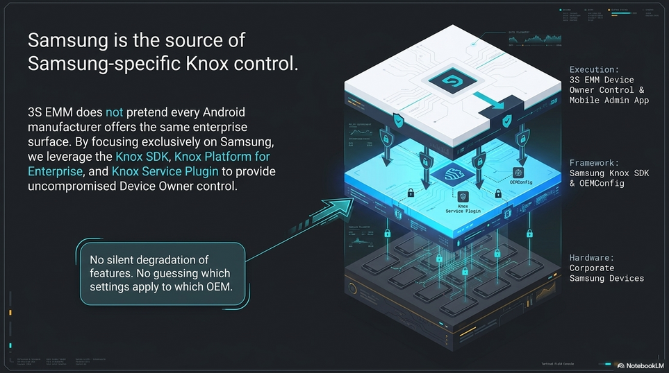 Samsung-specific Knox control architecture illustration